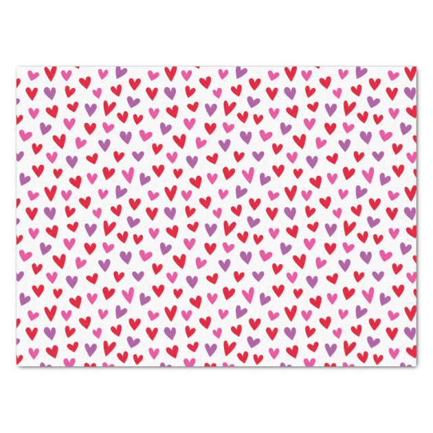 Cute Love Hearts Pink Red Purple Valentine Tissue Paper | Zazzle